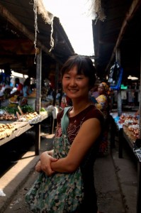 HOPE intern Sa-Eun visits a market where many HOPE Congo clients work.  